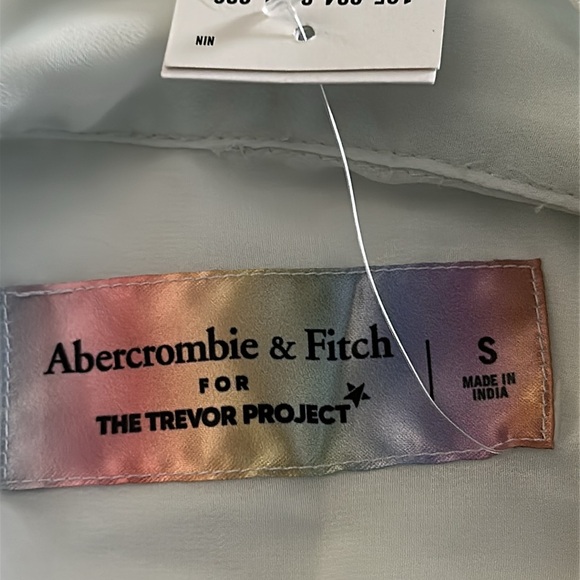 ABERCROMBIE & FITCH - TREVOR PROJECT || Pride Camp Cropped Sheer Shirt. Sz. S - Picture 9 of 13